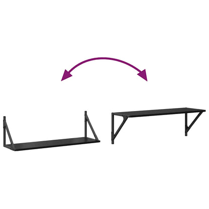 Scaffali da parete 2 pcs Rovere Nero 80 x 25 x 25,5 cm