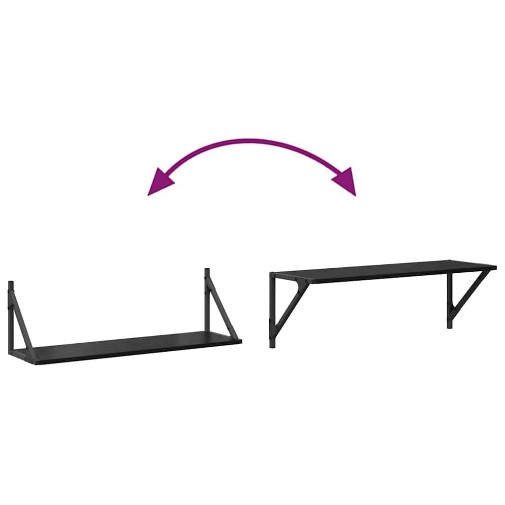 Scaffali da parete 2 pcs Rovere Nero 80 x 25 x 25,5 cm