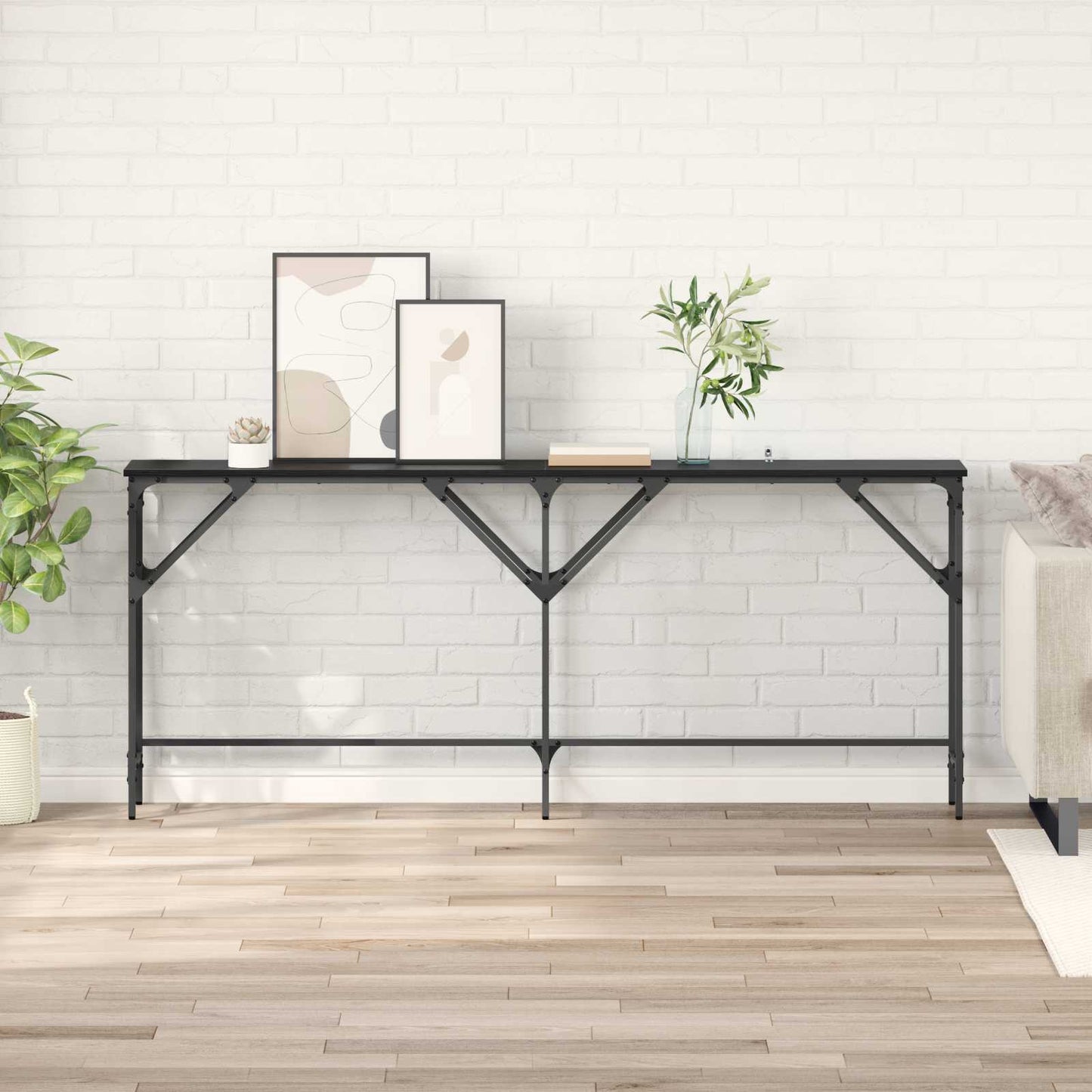 Tavolo consolle Rovere Nero 180 x 30 x 75 cm Legno multistrato | homemem39