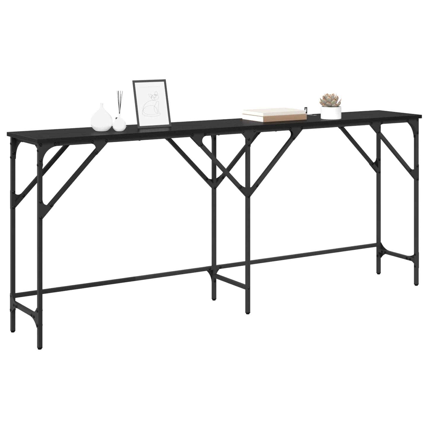 Tavolo consolle Rovere Nero 180 x 30 x 75 cm Legno multistrato | homemem39