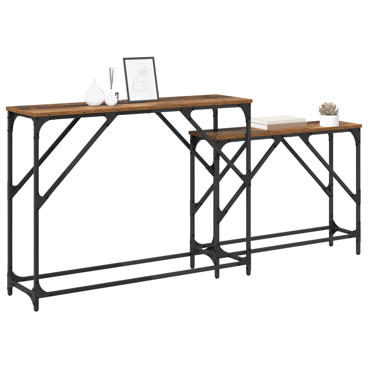Tavolo consolle 2 pcs Legno vecchio 100 x 28 x 75 cm | homemem39