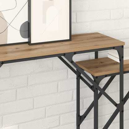 Tavolo consolle 2 pz Rovere artigianale 100 x 28 x 75 cm | homemem39