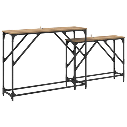 Tavolo consolle 2 pz Rovere artigianale 100 x 28 x 75 cm | homemem39