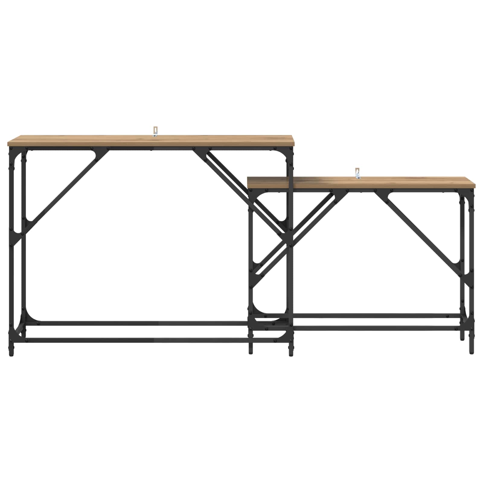 Tavolo consolle 2 pz Rovere artigianale 100 x 28 x 75 cm | homemem39