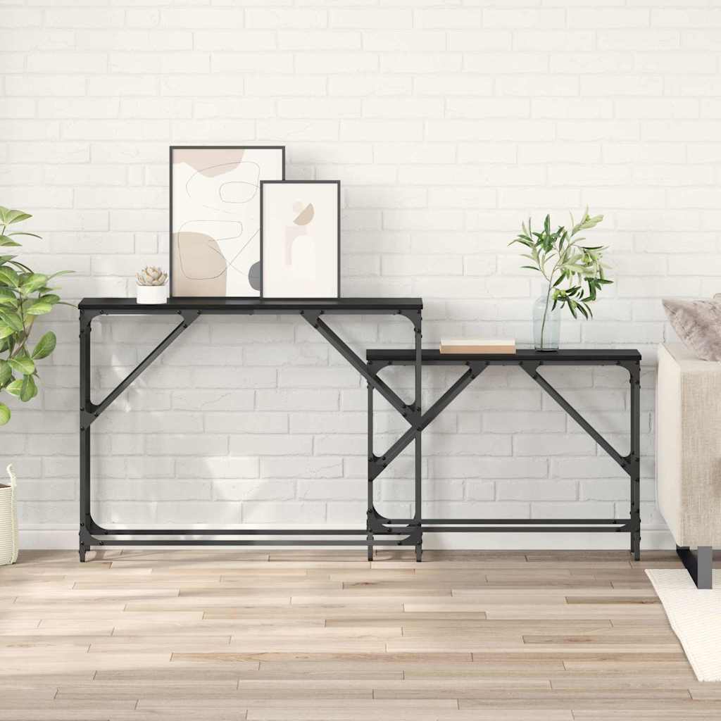 Tavolo consolle 2 pcs Rovere Nero 100 x 28 x 75 cm
