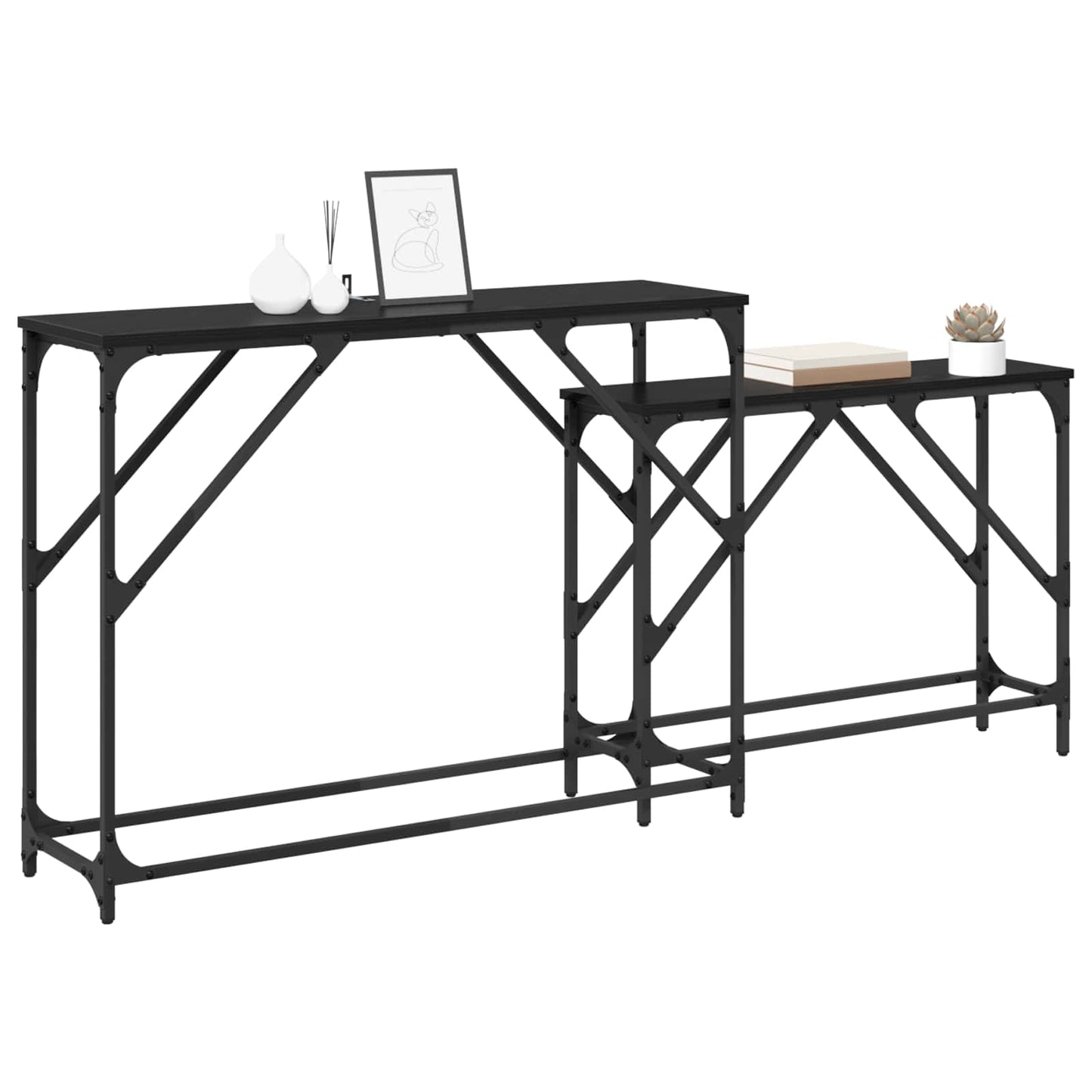 Tavolo consolle 2 pcs Rovere Nero 100 x 28 x 75 cm | homemem39
