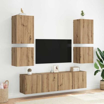Mobiletti TV da Parete 2 pcs Rovere artigianale 40,5x30x40cm