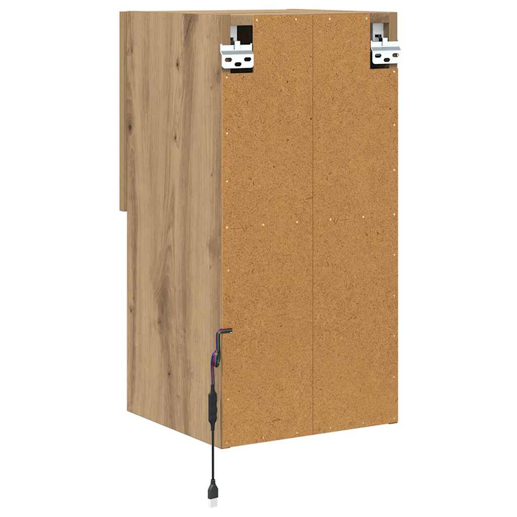 Mobiletti TV a parete con LED 2 pcs Rovere artigianale | homemem39