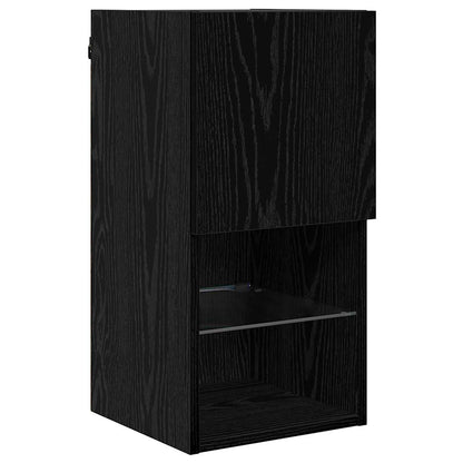 Mobiletti TV a parete 2 pcs Rovere Nero 30,5 x 30 x 60 cm