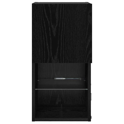 Mobiletti TV a parete 2 pz Rovere Nero Legno ingegnerizzato