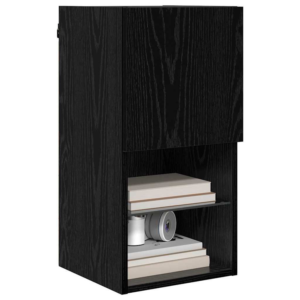 Mobiletti TV a parete 2 pcs Rovere Nero 30,5 x 30 x 60 cm