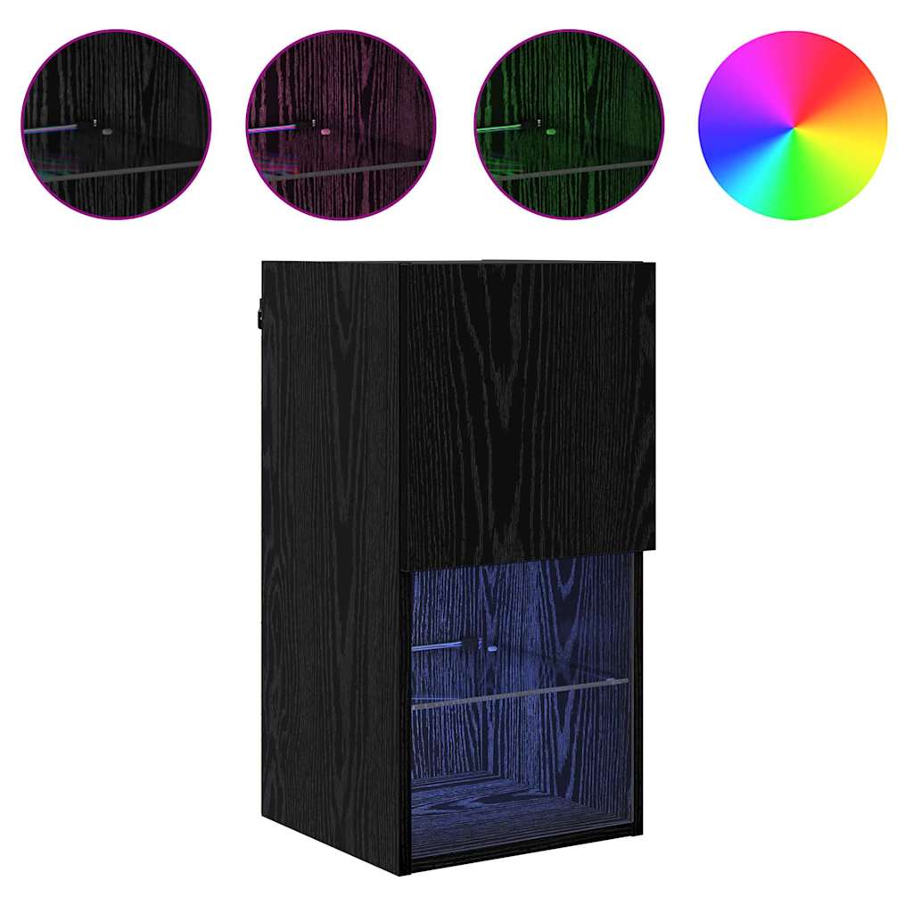 Mobiletti TV a parete 2 pcs Rovere Nero 30,5 x 30 x 60 cm