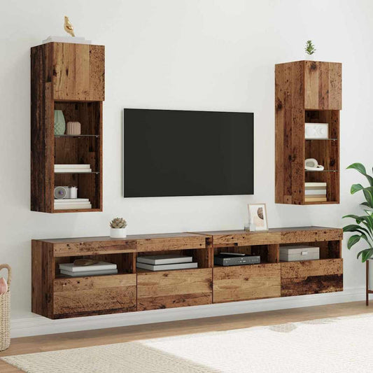 Mobiletti TV a parete 2 pcs Legno vecchio 30,5 x 30 x 90 cm