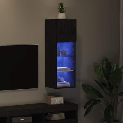 Mobile TV da Parete Rovere Nero 30,5 x 30 x 90 cm