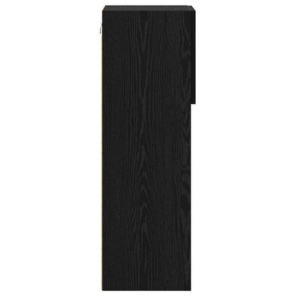 Mobile TV da Parete con LED Rovere Nero 30,5 x 30 x 90 cm | homemem39