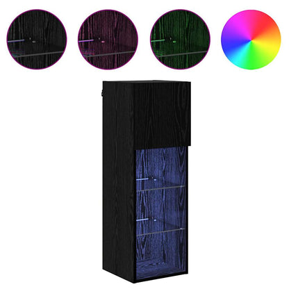 Mobile TV da Parete Rovere Nero 30,5 x 30 x 90 cm