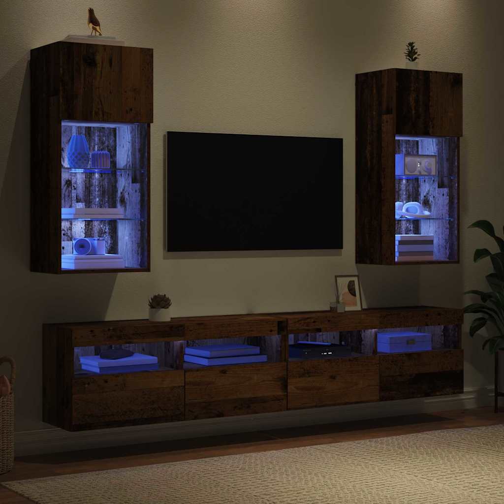 Mobiletti TV a parete 2 pcs Legno vecchio 40,5 x 30 x 90 cm