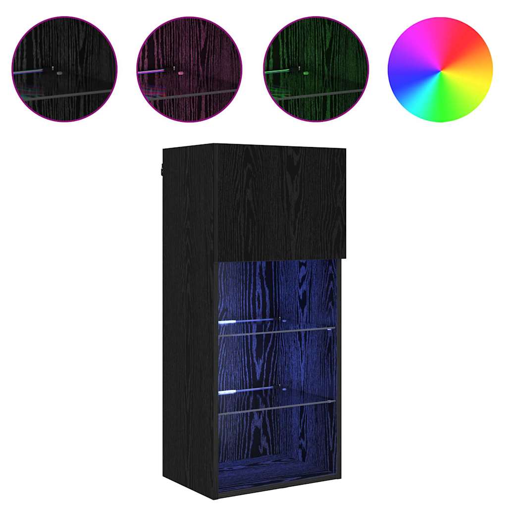 Mobile TV da Parete Rovere Nero 40,5 x 30 x 90 cm