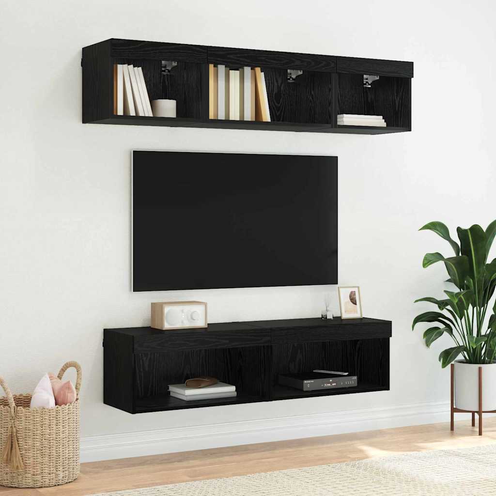 Mobile TV Rovere Nero 60 x 30 x 30 cm Legno multistrato