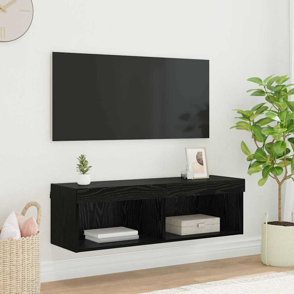 Mobile TV da parete Panama Rovere Nero 100 x 30 x 30 cm