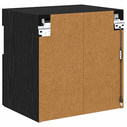 Mobile TV da parete con LED Rovere Nero 40 x 30 x 40 cm | homemem39