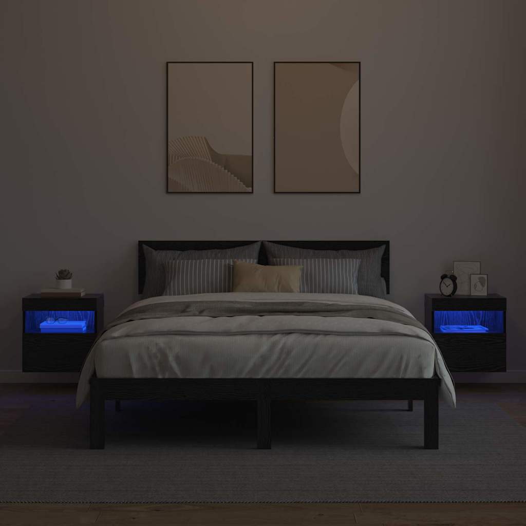 Mobiletti TV da Parete 2 pcs Rovere Nero 40 x 30 x 40 cm