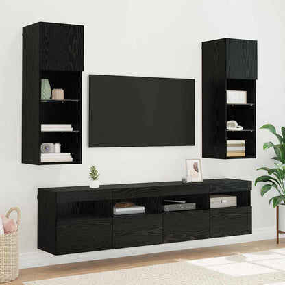 Mobiletti TV da Parete 2 pcs Rovere Nero 40 x 30 x 40 cm