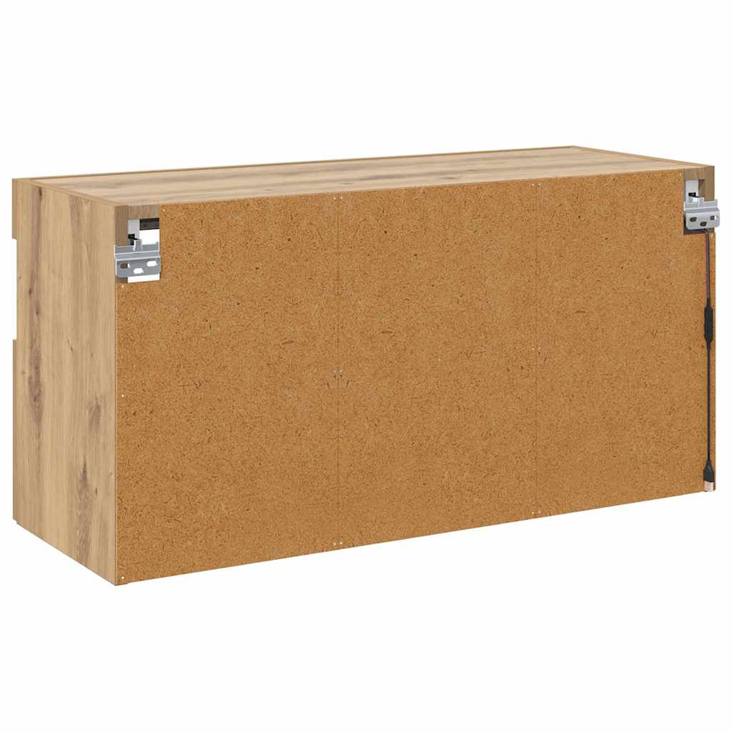 Mobile TV da parete con LED Rovere artigianale 80 x 30 x 40 cm | homemem39