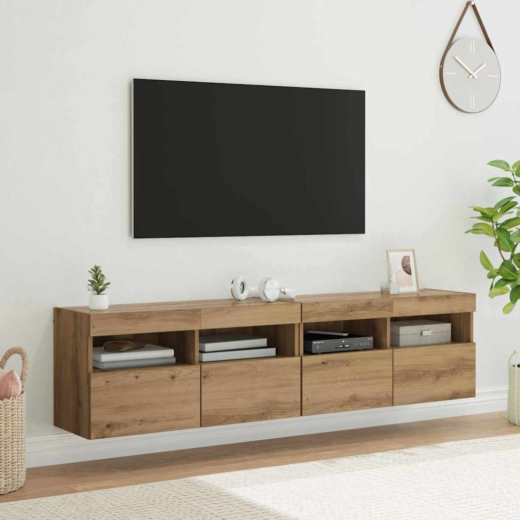 Mobiletti TV da Parete 2 pcs Rovere artigianale 80 x 30 x 40 cm