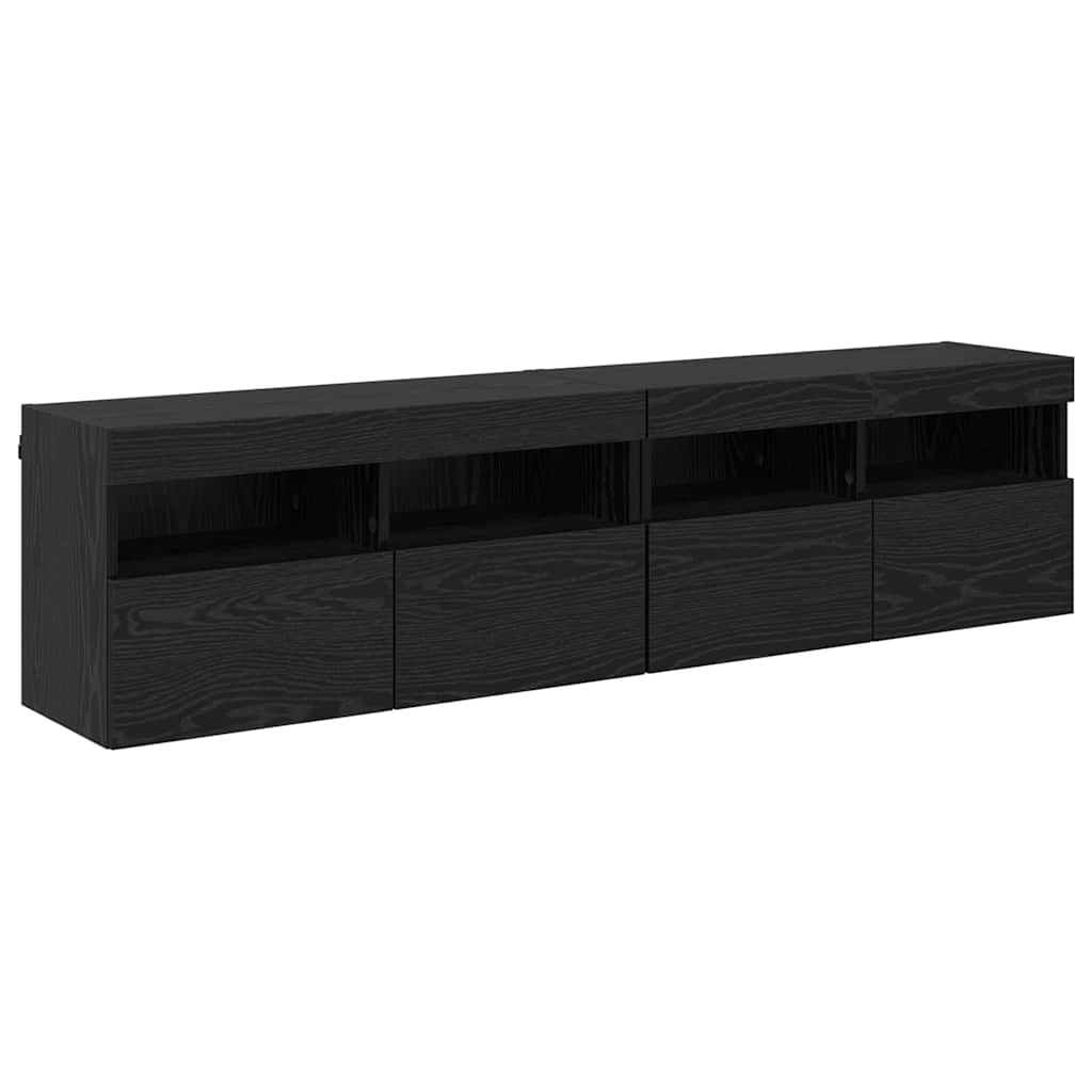 Mobiletti TV da Parete 2 pcs Rovere Nero 80 x 30 x 40 cm