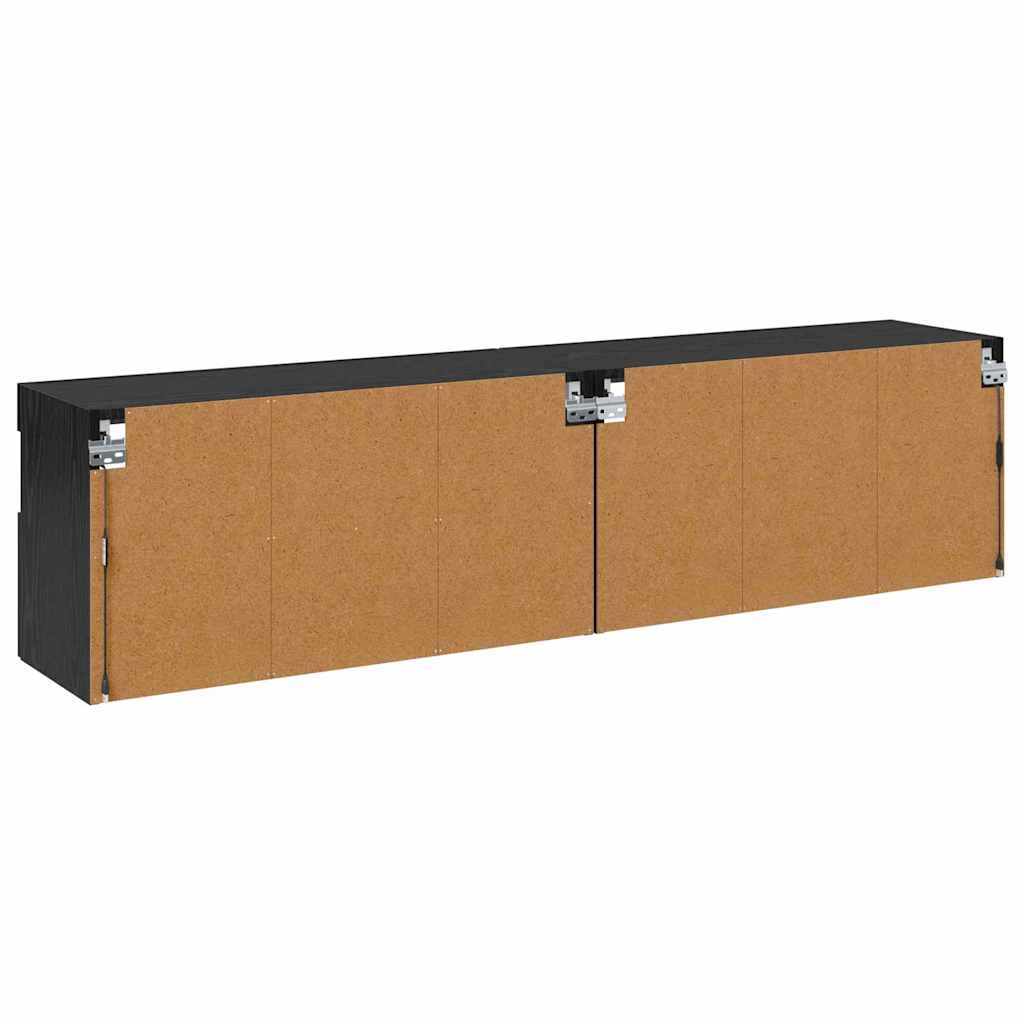 Mobiletti TV da Parete 2 pz Rovere Nero Legno ingegnerizzato