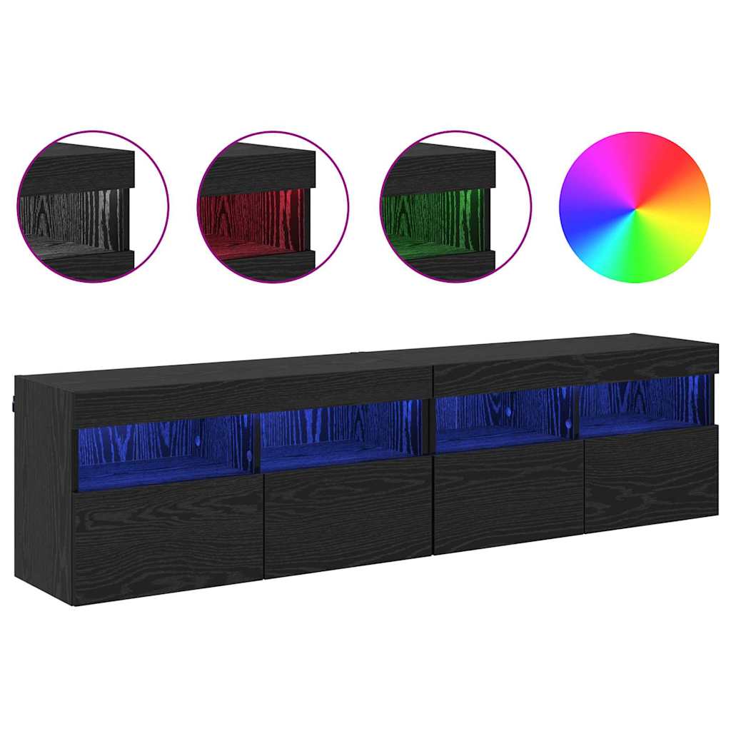 Mobiletti TV da Parete 2 pcs Rovere Nero 80 x 30 x 40 cm