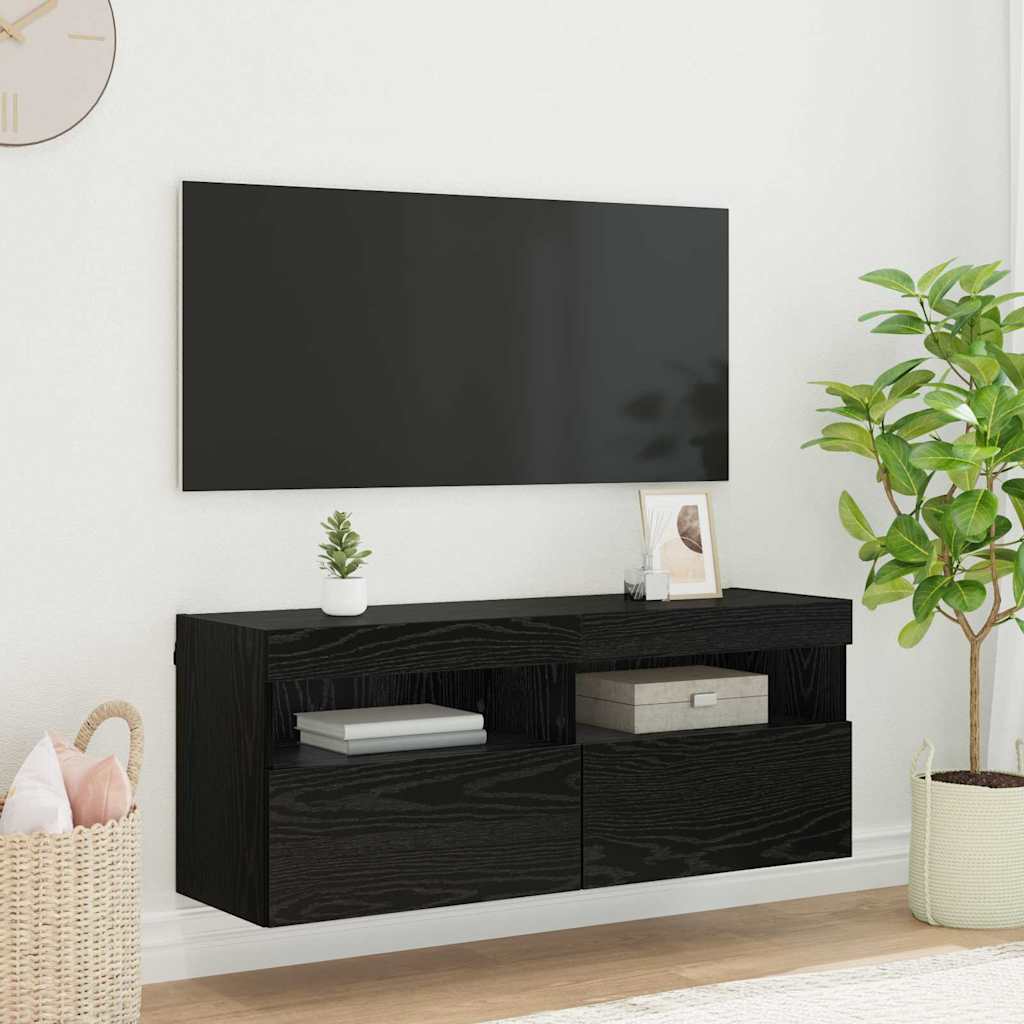 Mobile TV da parete Rovere Nero 100 x 30 x 40 cm