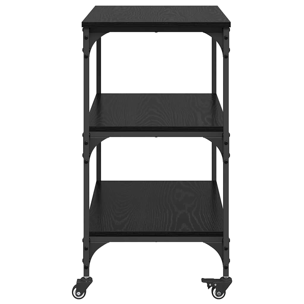 Carrello da Cucina Rovere Nero 60 x 41 x 76 cm