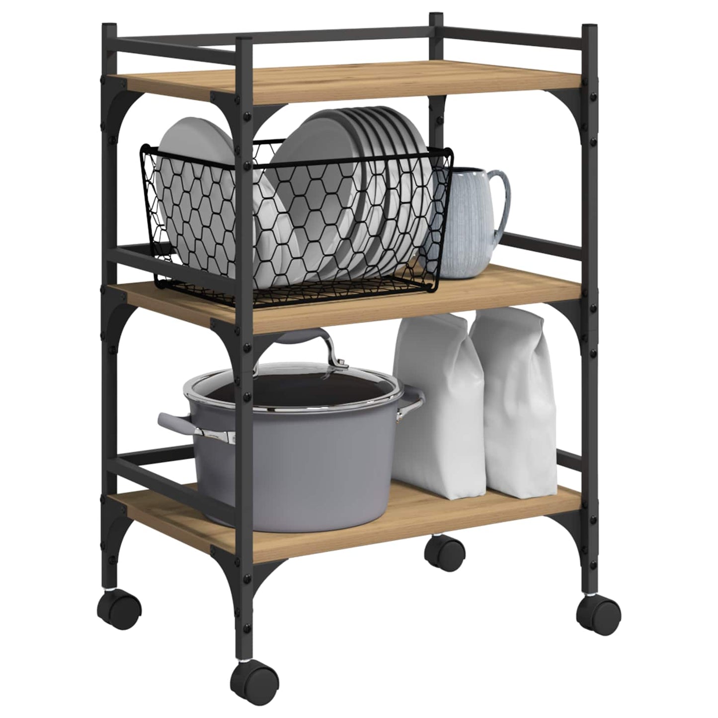 Carrello da Cucina Rovere artigianale 50 x 35 x 75.5 cm | homemem39
