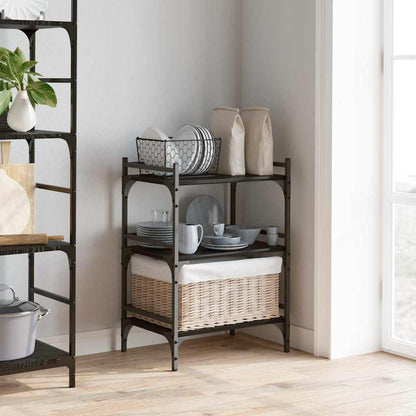 Carrello da Cucina Rovere Nero 50 x 35 x 75.5 cm