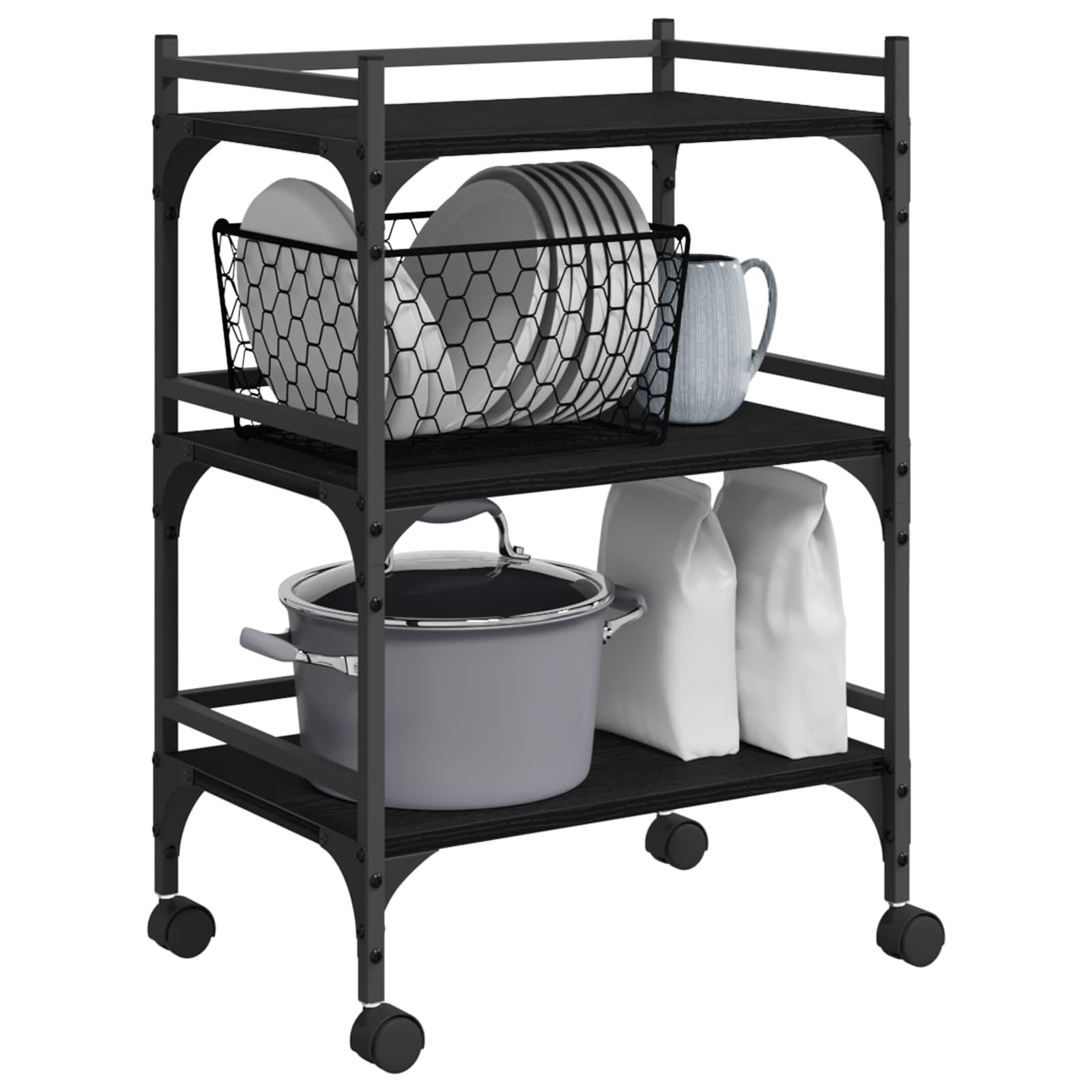 Carrello da Cucina Rovere Nero 50 x 35 x 75.5 cm | homemem39