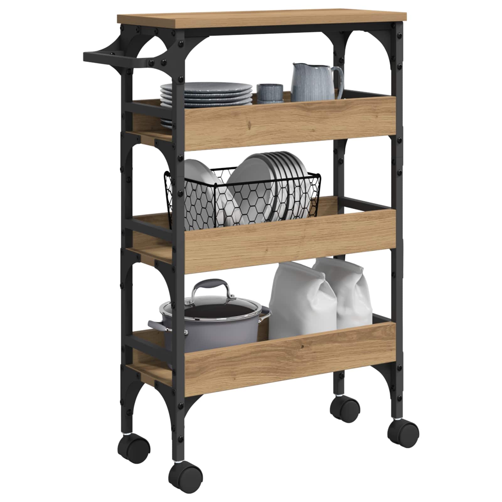 Carrello da Cucina Rovere artigianale 53 x 20 x 76 cm | homemem39