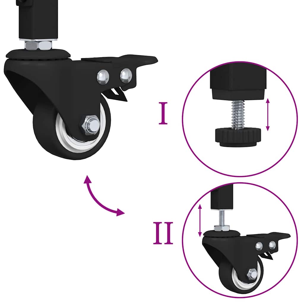 Carrello da Cucina Rovere Nero 60 x 41 x 80.5 cm