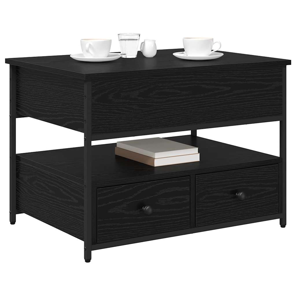 Tavolino da salotto con cassetto Rovere Nero 70 x 50 x 54.5 cm