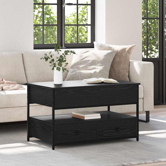 Tavolino da salotto con cassetto Rovere Nero 85 x 50 x 50 cm | homemem39