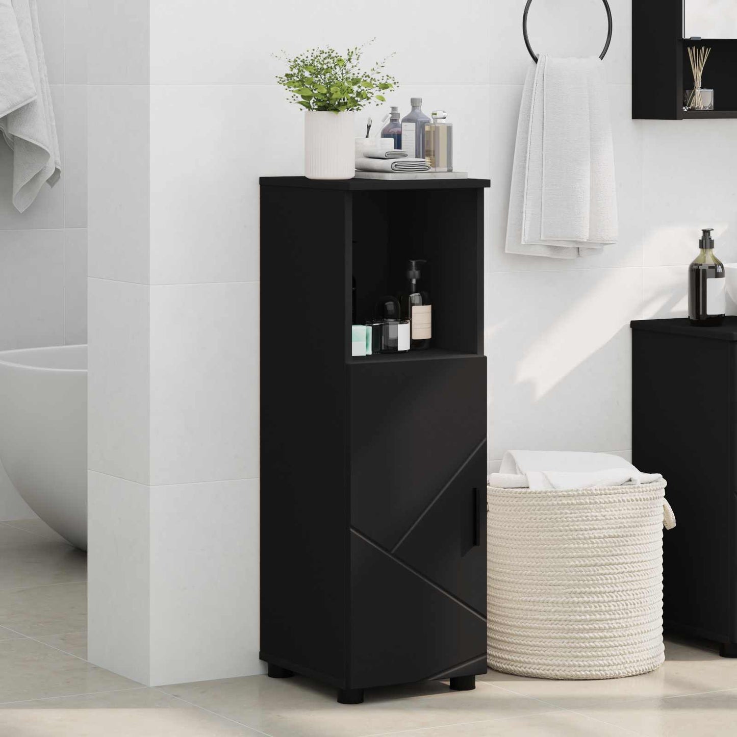 Mobile da Bagno Nero 30 x 35 x 95 cm | homemem39