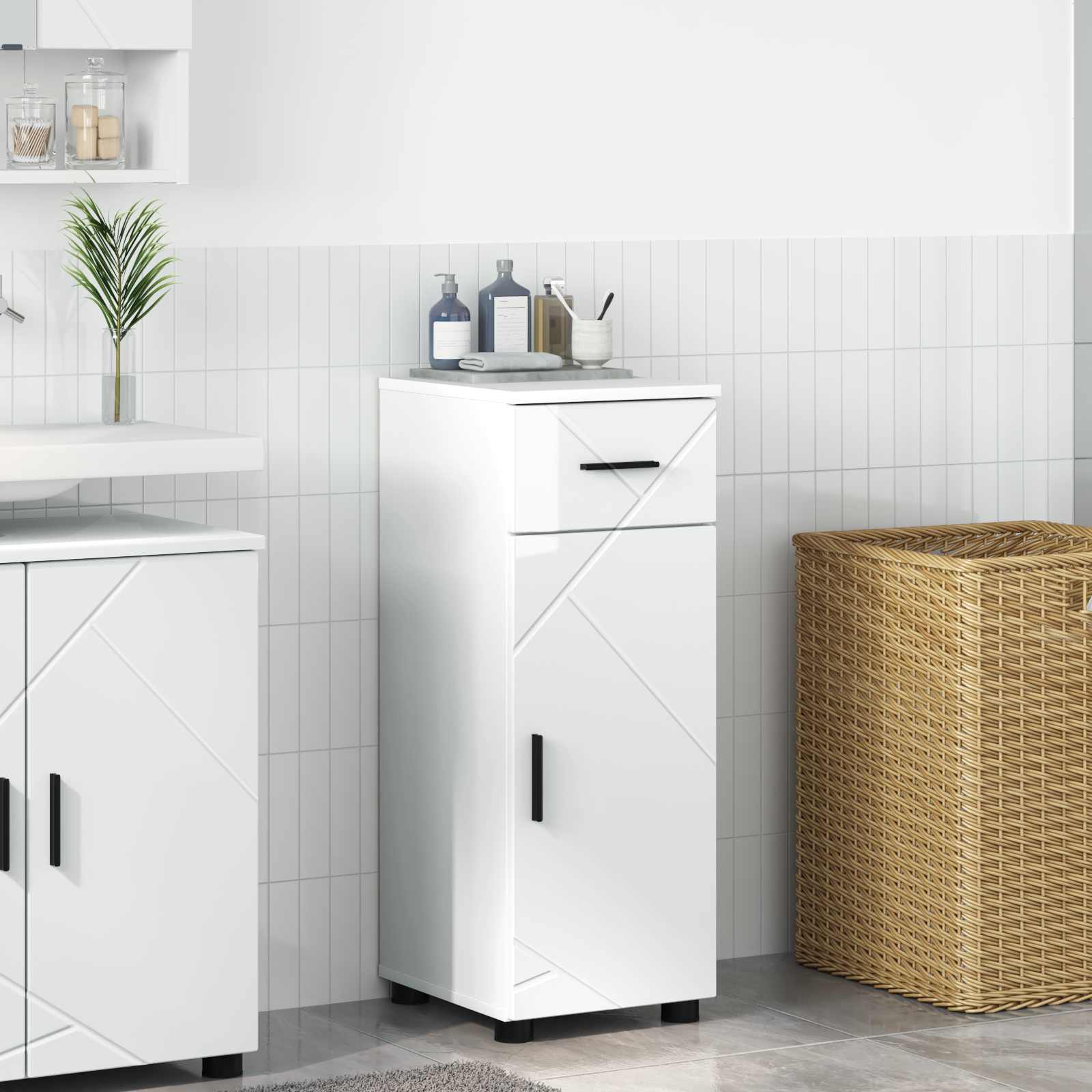 Mobile da Bagno Bianco Lucido 30 x 35 x 80 cm | homemem39