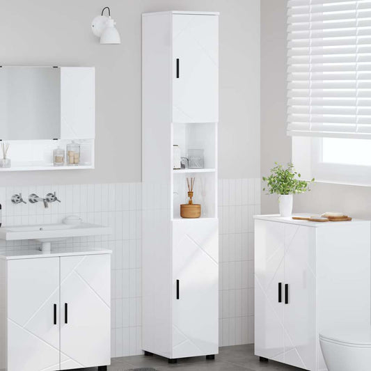 Mobile da Bagno Bianco Lucido 30 x 35 x 192 cm - homemem39
