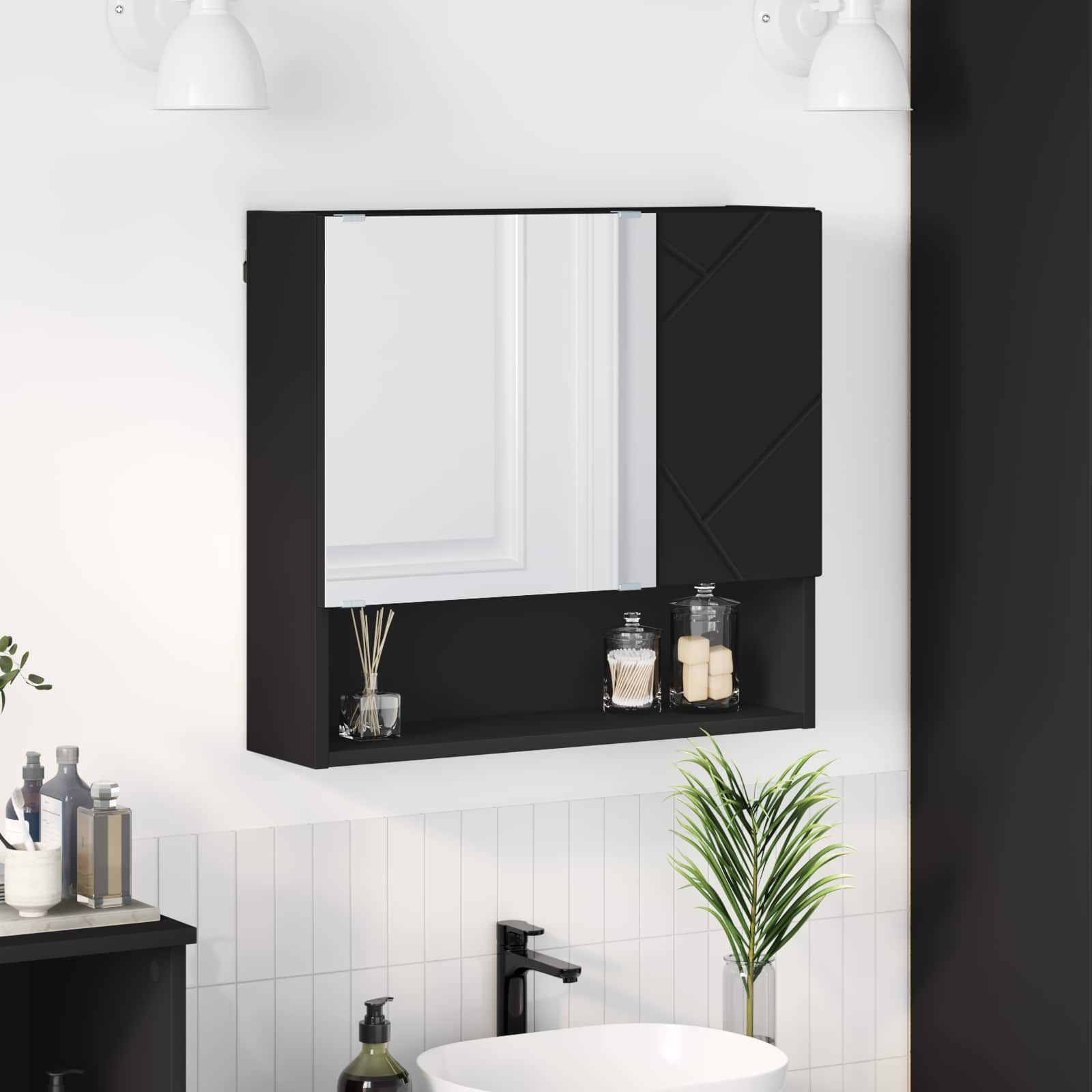 Mobiletto per specchio Nero 59 x 17 x 55 cm | homemem39