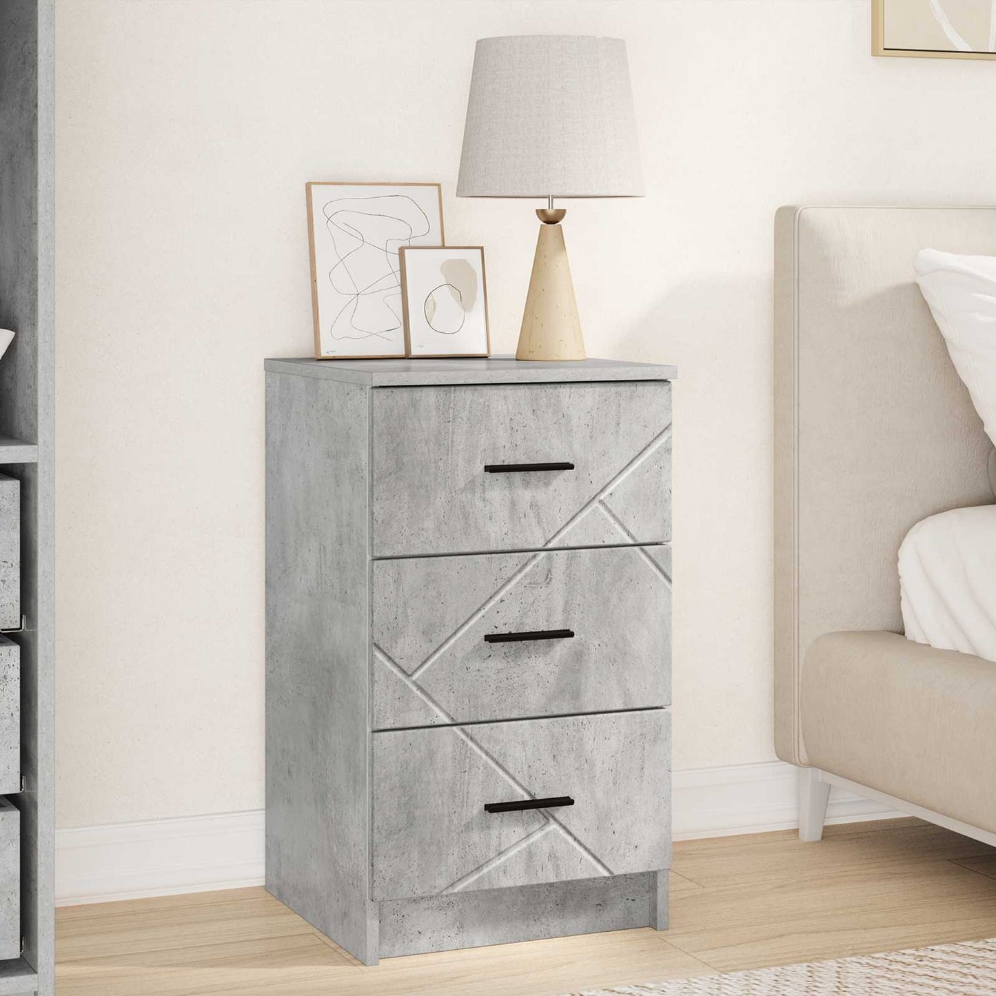 Armadio da Notte con cassetto Grigio cemento 38 x 38 x 66 cm | homemem39