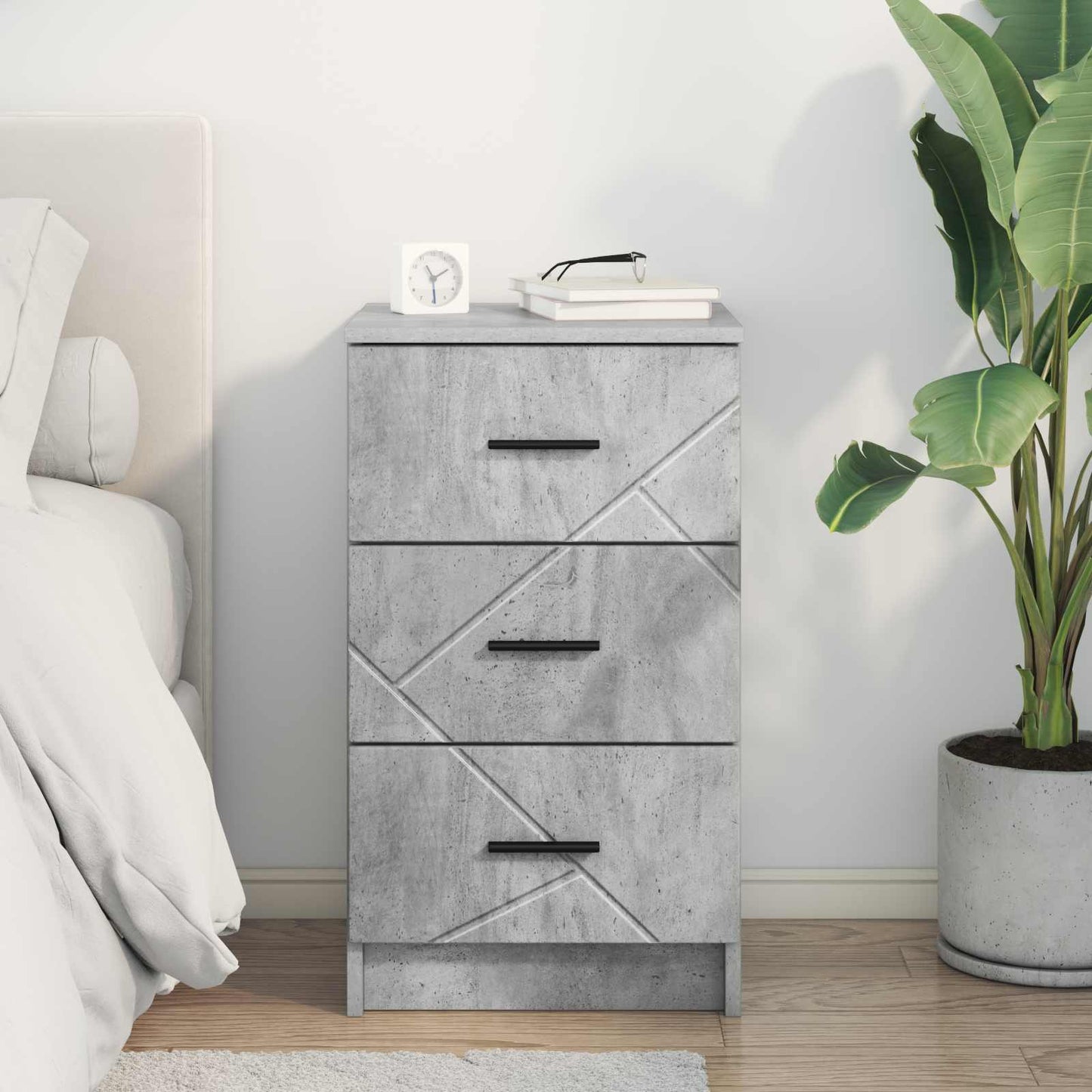 Armadio da Notte con cassetto Grigio cemento 38 x 38 x 66 cm | homemem39