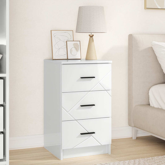Armadio da Notte con cassetto Bianco lucido 38 x 38 x 66 cm | homemem39