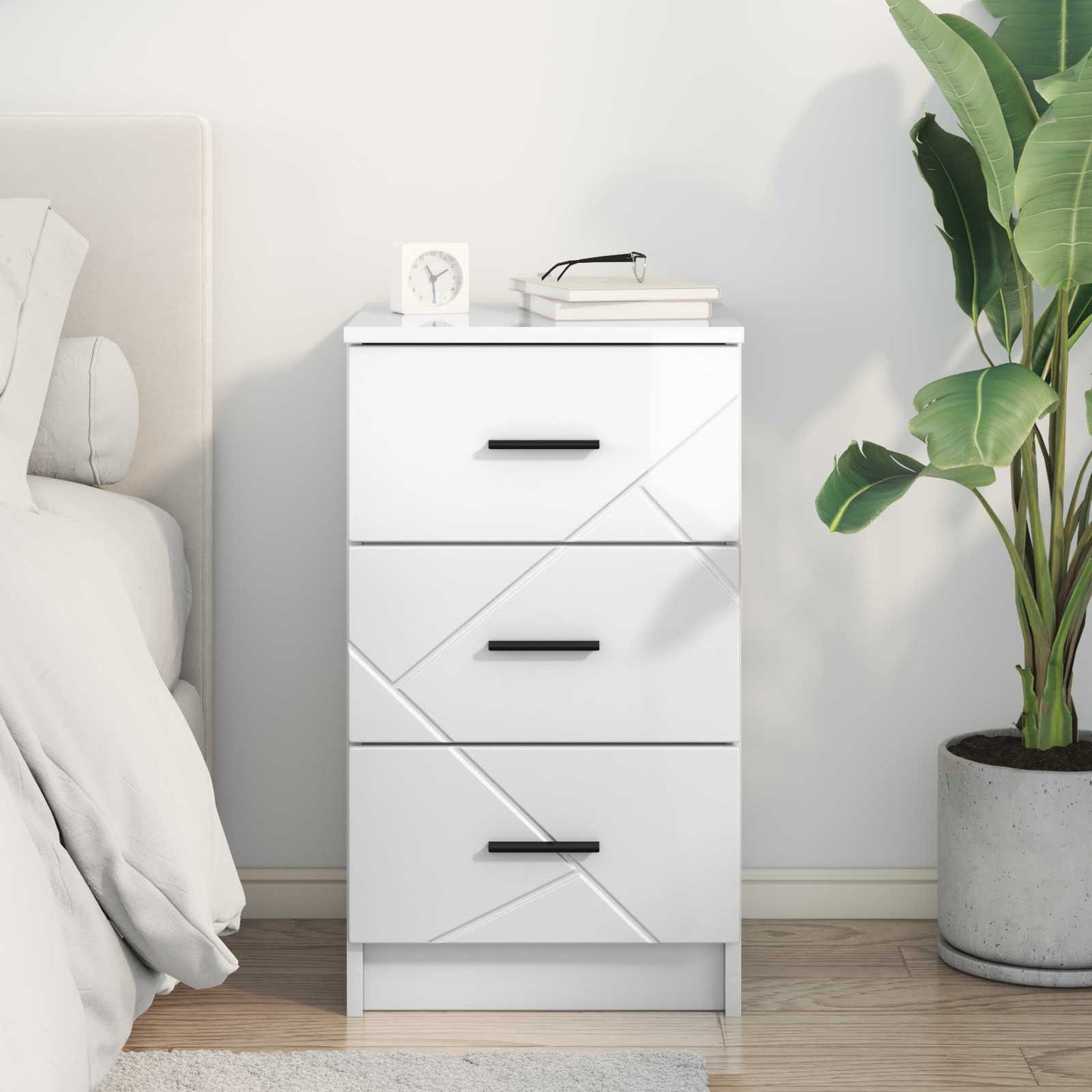 Armadio da Notte con cassetto Bianco lucido 38 x 38 x 66 cm | homemem39