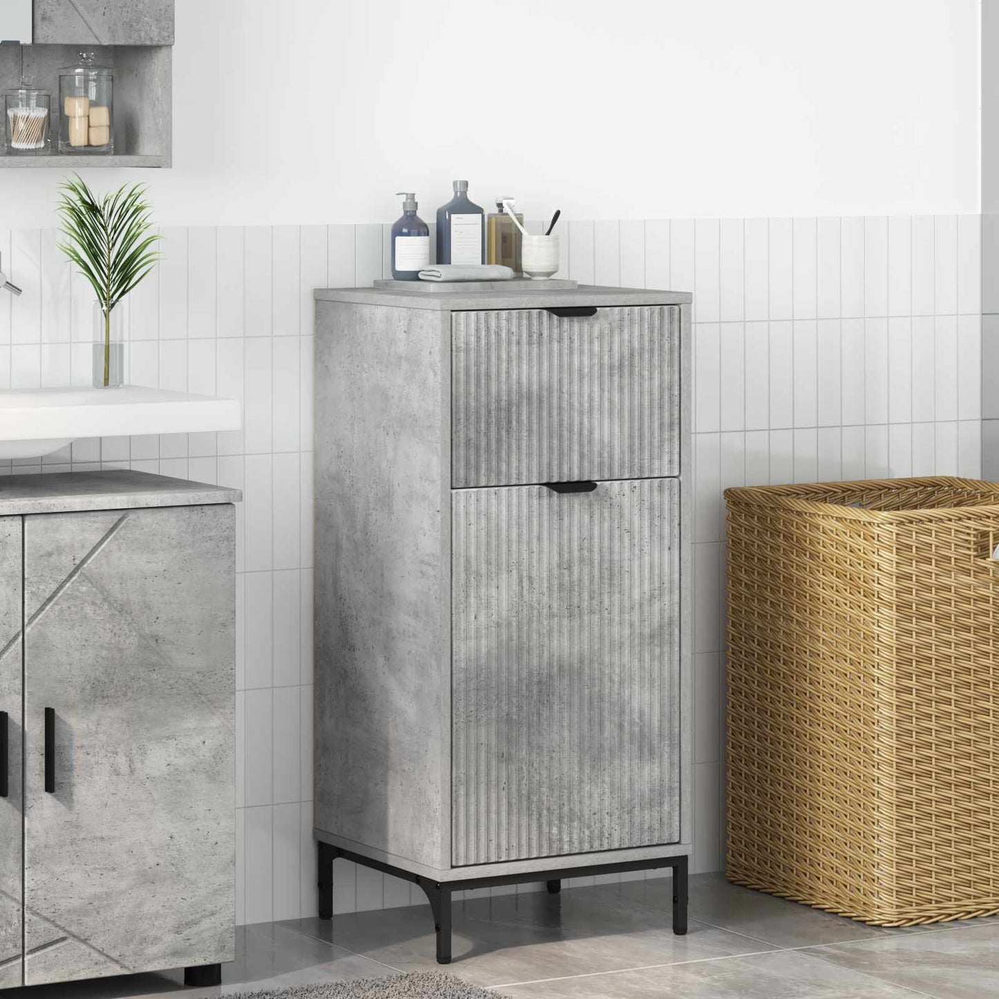 Mobile da Bagno Grigio cemento 39,5 x 36 x 88 cm | homemem39